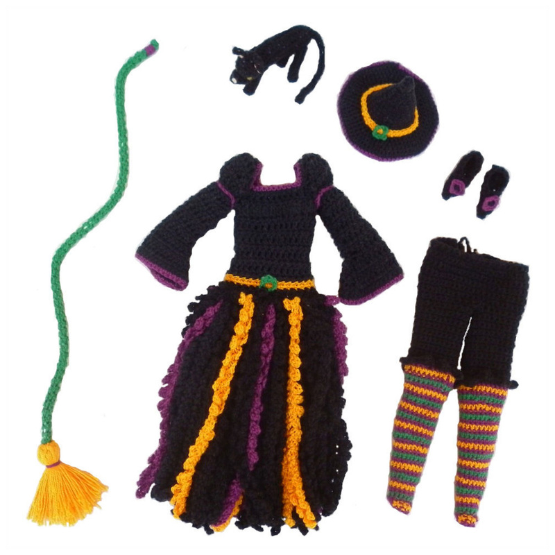 Rebeckah's Treasures: Crochet Barbie Witch Outfit ~ Halloween Barbie Costume Pattern