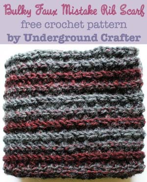 Bulky Faux Mistake Rib Scarf by Marie of Underground Crafter | Featured on @beckastreasures Saturday Link Party!
