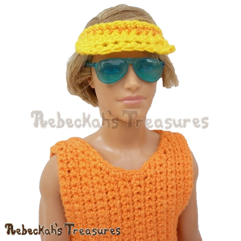 Surfer Dude Fashion Doll Visor | NEW crochet design via @beckastreasures | #ken #crochet