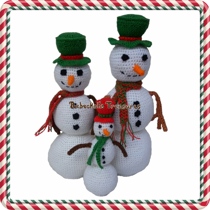 Christmas in July Specials ~ Crochet Snowmen Pattern $3.00 USD  (Normally: $4.00)