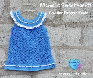 Mama's Sweetheart Toddler Dress/Tunic by Erangi of Crochet for You - Featured on @beckastreasures Saturday Link Party!