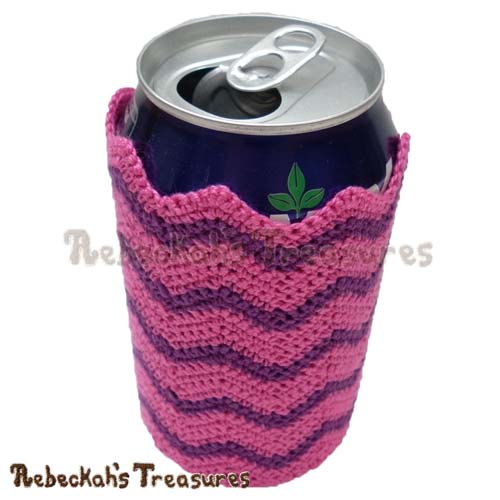 Chevron Soda Can Cozy Crochet Pattern PDF $1.75 by Rebeckah’s Treasures! Grab it here: http://goo.gl/yzZYAB #chevron #crochet #can #cozy