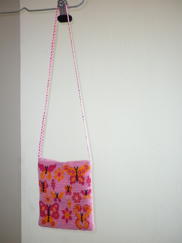 Tapestry Crochet Shoulder Bag Butterflies & Flowers