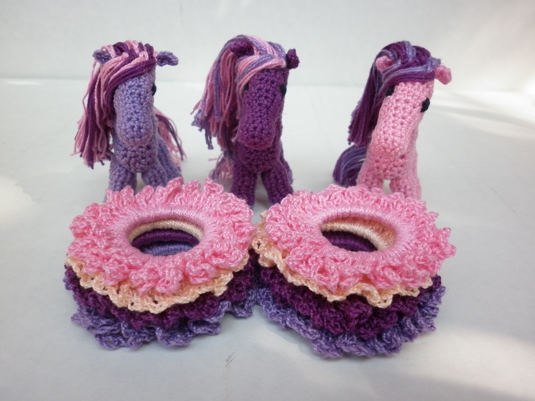Commissioned Crochet Ponies and Scrunchies