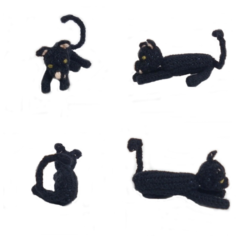 Rebeckah's Treasures: Black Crochet Barbie Kitty Lying Down