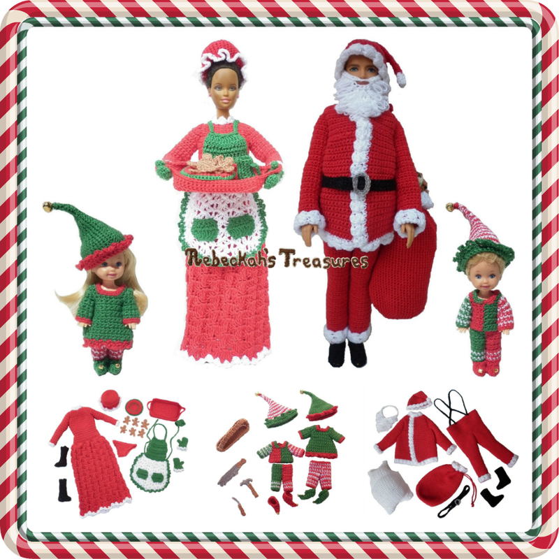 Christmas in July Specials ~ Fashion Doll Christmas Crochet Pattern Bundle $8.00 USD  Total Value: $16.00 USD