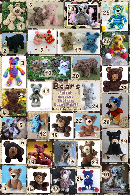30 Benevolent Bear Toys – via @beckastreasures with @FreshStitches @sharonojala @melissaspattrns & @planetjune | 5 Bear Animal Crochet Pattern Round Ups!