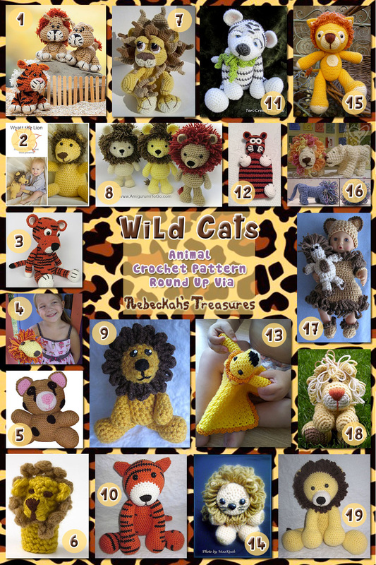 Wild Cat Toys Part A - Animal Crochet Pattern Round Up via @beckastreasures