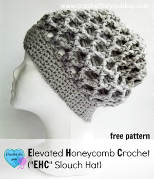 Elevated Honeycomb Crochet Slouch Hat by Erangi of Crochet for you - Featured on @beckastreasures Saturday Link Party!