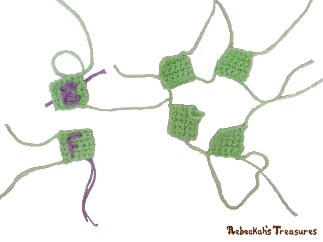 WIP of Kelly's ABC Blocks Free Crochet Pattern by Rebeckah's Treasures