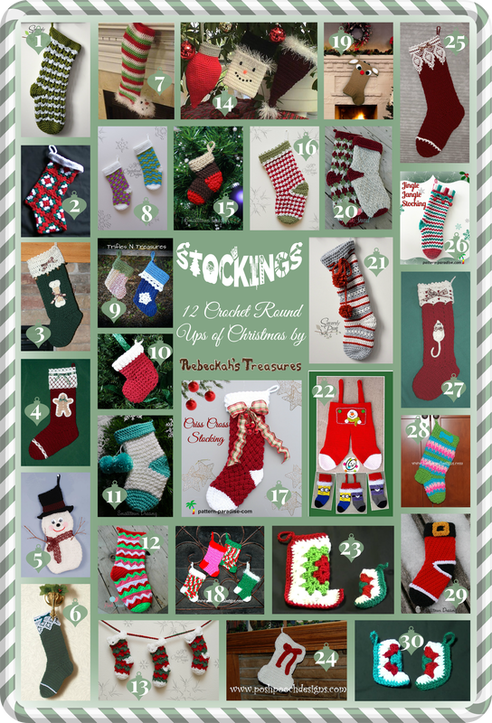 Stockings - 12 Crochet Round Ups of Christmas via @beckastreasures