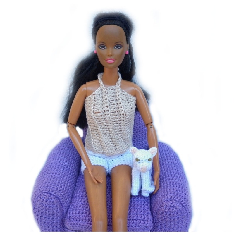 Rebeckah's Treasures': Barbie with White Crochet Kitty