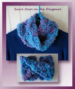 Swirl Cowl on the Diagonal by Cylinda of Crochet Memories - Featured on @beckastreasures Saturday Link Party!