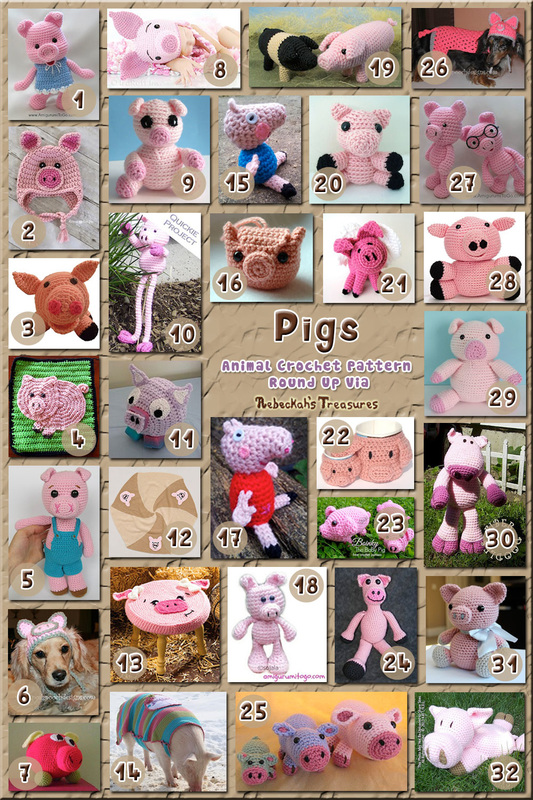 Pigs - Animal Crochet Pattern Round Up via @beckastreasures