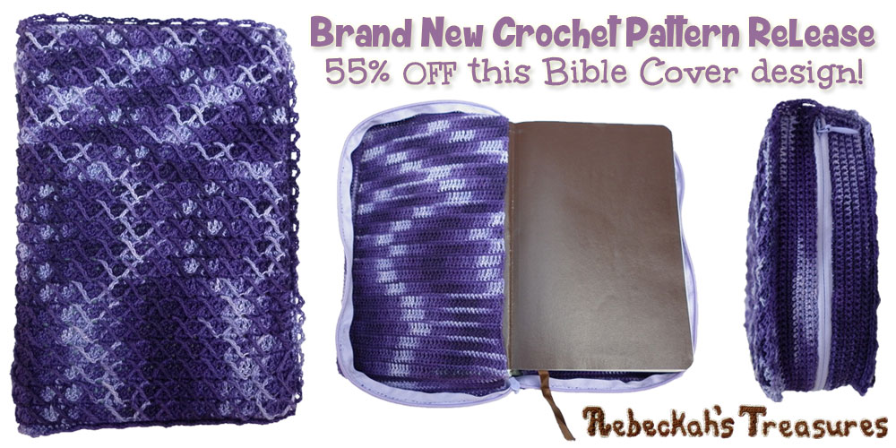 Brand New Crochet Pattern Release via @beckastreasures | Get 55% off Rebeckah's Criss Cross Diamond Bible Cover crochet pattern today! Offer ends on February 18th, 2016 at 11:59 p.m. EST