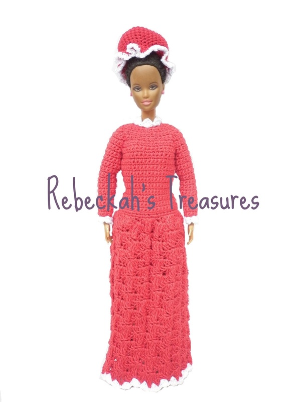 Crochet Mrs. Barbie Claus' Dress by Rebeckah's Treasures