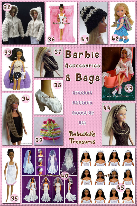 14 Barbie Accessories & Bags | 63 Delightful Barbie Crochet Patterns via @beckastreasures