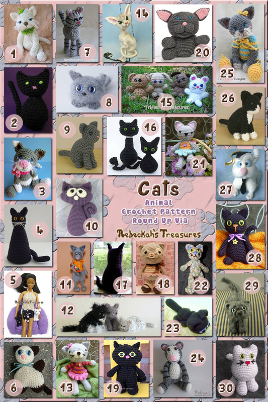 30 Basic Cuddly Cat Toys – via @beckastreasures with @LittleOwlsHut & @MojiMojiDesign | 4 Cat Animal Crochet Pattern Round Ups!