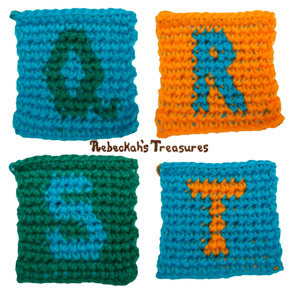 Tapestry Crochet Squares Q-R-S-T (for ABC Blocks) Pattern via @beckastreasures