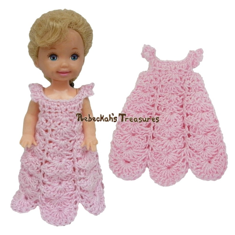 Dressy Dress 12 ~ Pretty in Pink Free Crochet Pattern for Children Fashion Dolls by Rebeckah's Treasures