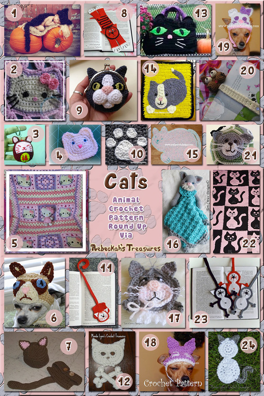 24 Curious Kitty Cat NB Props, Appliqués, Bookmarks & much more – via @beckastreasures with @PoshPoochDesign & @CCWJoanita | 4 Cat Animal Crochet Pattern Round Ups!