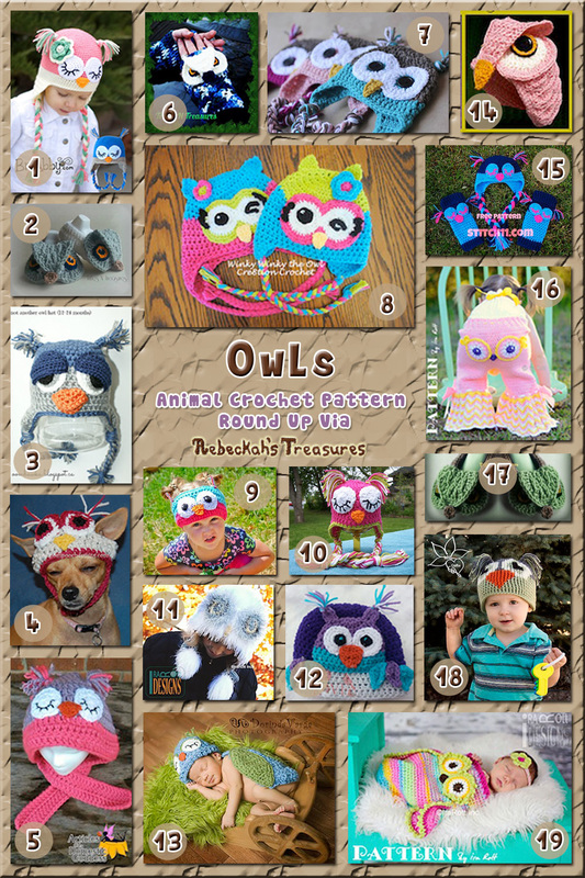 Owl Hats & Apparel - Animal Crochet Pattern Round Up Part 1 via @beckastreasures