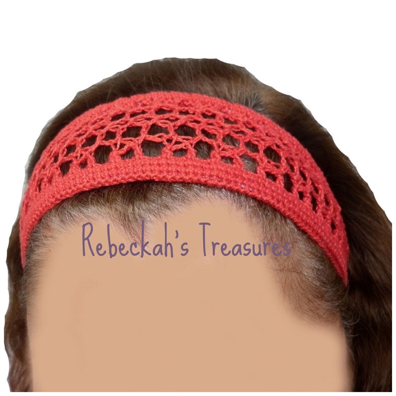 Red Crochet Headband by Rebeckah's Treasures