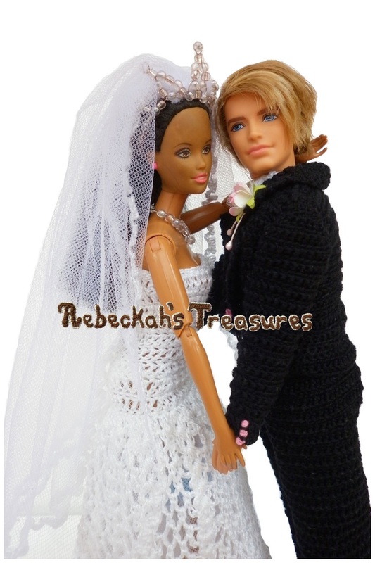 Crochet Barbie Wedding Set for Isabel by Rebeckah's Treasures ~ Barbie & Ken Share Their First Dance