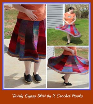 Amazing Twirly Gypsy Skirt by Kristina & Millie of 2 Crochet Hooks | Featured on @beckastreasures Saturday Link Party with @2CrochetHooks!