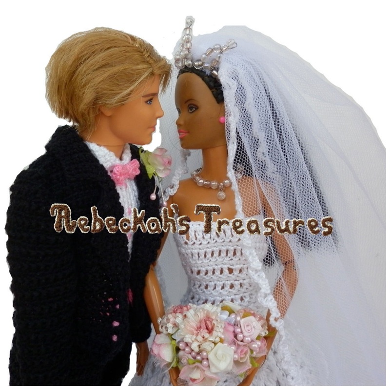 Crochet Barbie Wedding Set for Isabel by Rebeckah's Treasures ~ The Happy Couple in Love