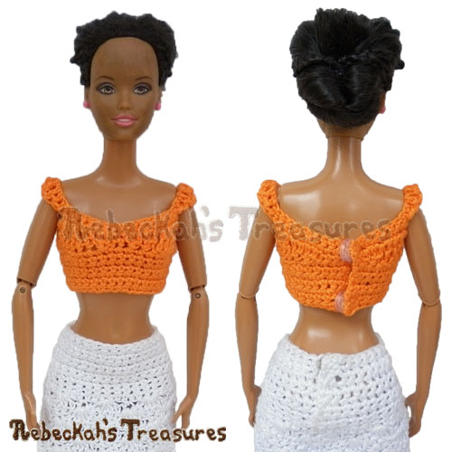 Long Brassiere from 8 in 1 Brassieres to Dresses for Fashion Dolls | FREE crochet pattern via @beckastreasures | One crochet pattern, a rainbow of possibilities! #barbie #crochet