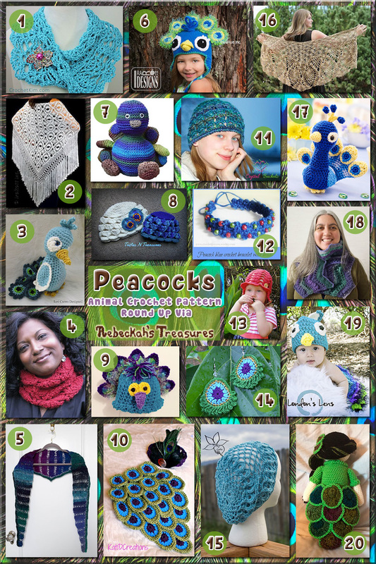 Peacocks - Animal Crochet Pattern Round Up via @beckastreasures