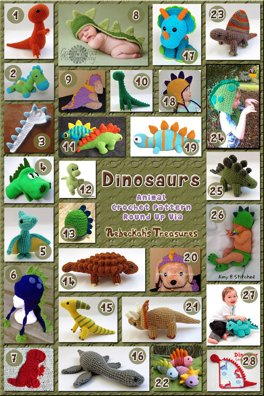 Dinosaurs - Animal Crochet Pattern Round Up via @beckastreasures