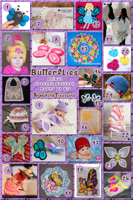 Butterflies - Animal Crochet Pattern Round Up via @beckastreasures