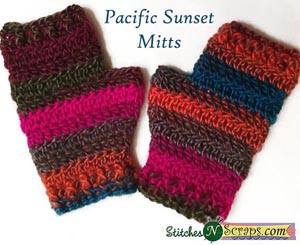 Pacific Sunset Mitts by Pia of Stitches N Scraps | Featured on @beckastreasures Saturday Link Party!