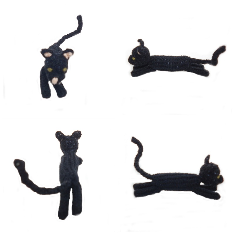 Rebeckah's Treasures: Black Crochet Barbie Kitty Stretched Out