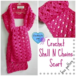 Crochet Shell N Chains Scarf by Erangi of Crochet for you via @beckastreasures Saturday Link Party