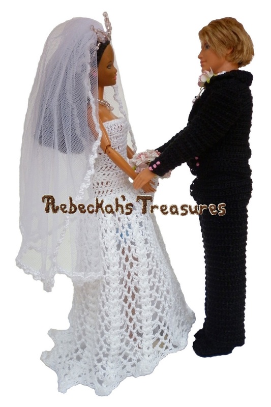 Crochet Barbie Wedding Set for Isabel by Rebeckah's Treasures ~ Barbie and Ken Say I Do