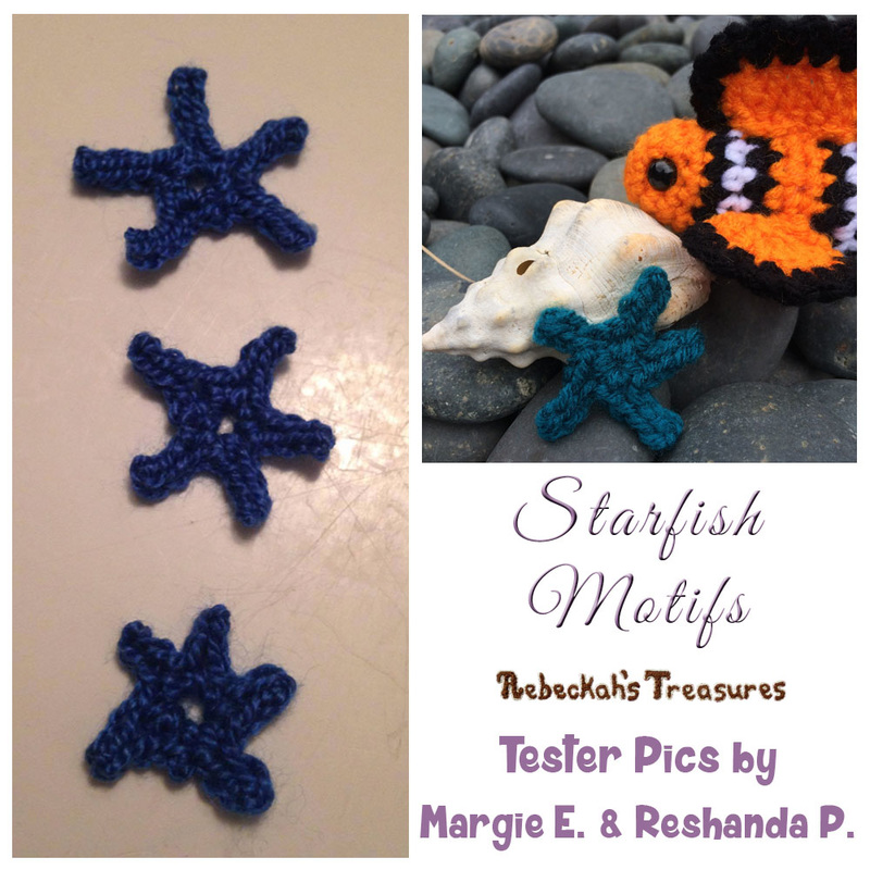 Starfish Motifs | FREE crochet pattern via @beckastreasures | Tester pics by Margie E. & Reshanda P.