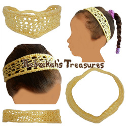 Yellow Little Girl Crochet Headband by Rebeckah's Treasures