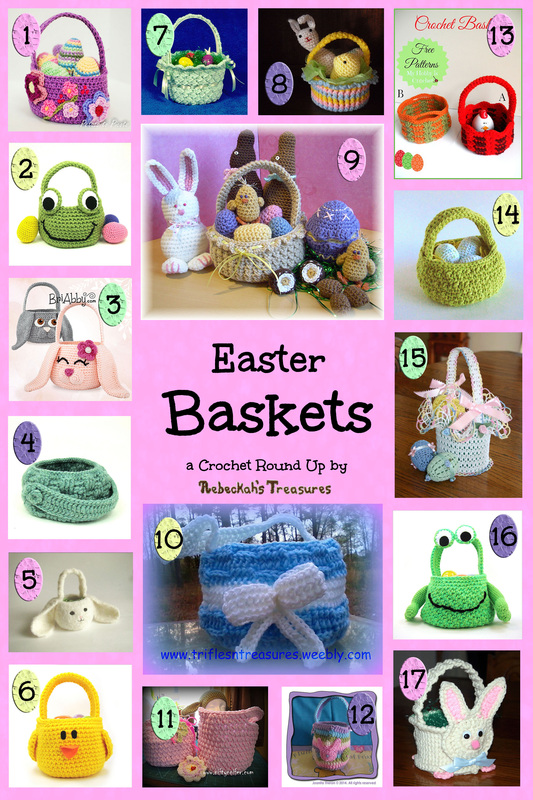 17 Pretty Easter Baskets – Crochet Pattern Round Up via @beckastreasures | A Round Up of 8 Easter Round Ups!