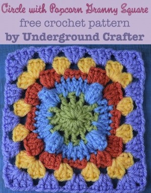 Circle and Popcorn Granny Square by Marie from Underground Crafter via @beckastreasures Saturday Link Party