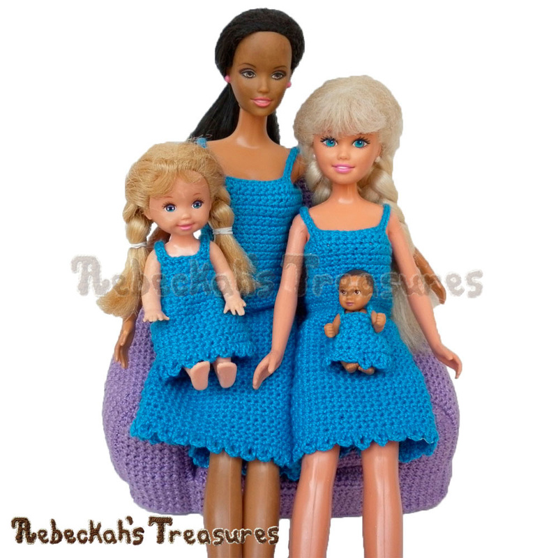 Simply BLUEtiful Fashion Doll Dresses / Free Crochet Patterns by @beckastreasures