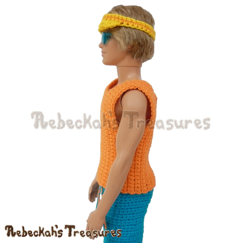 Surfer Dude Fashion Doll Tank Top | NEW crochet design via @beckastreasures | #ken #crochet