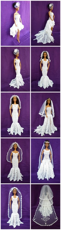 Veils - Wedding Accessories for Fashion Dolls via @beckastreasures #veils #crochet #barbie