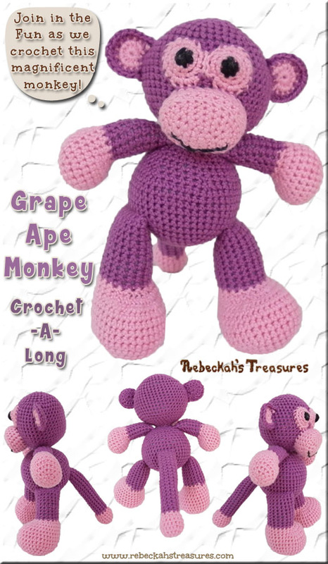 Amigurumi Grape Ape Monkey Cal - Part 1 via @beckastreasures / Join me as we crochet this magnificent amigurumi Grape Ape Monkey, who likes getting into mischief and making you laugh!