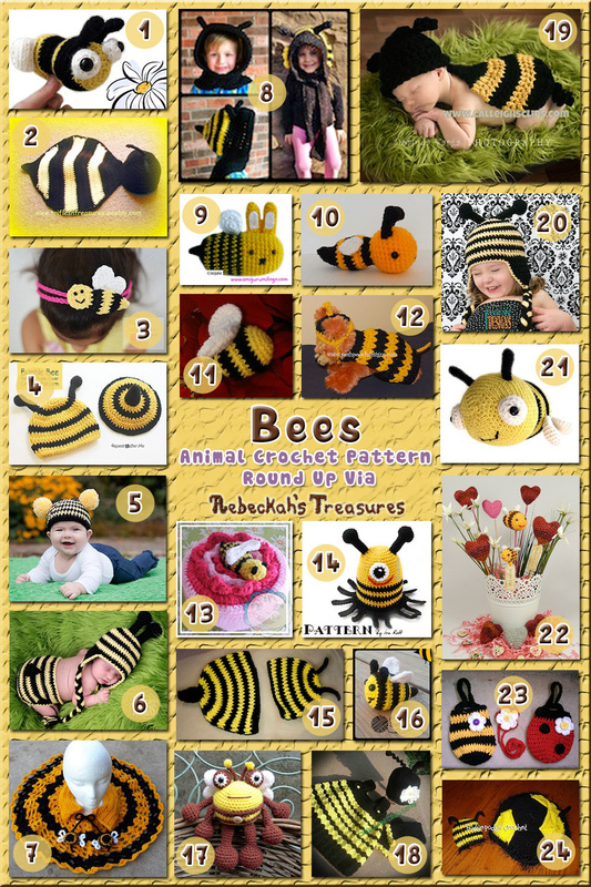 Bees - Animal Crochet Pattern Round Up via @beckastreasures