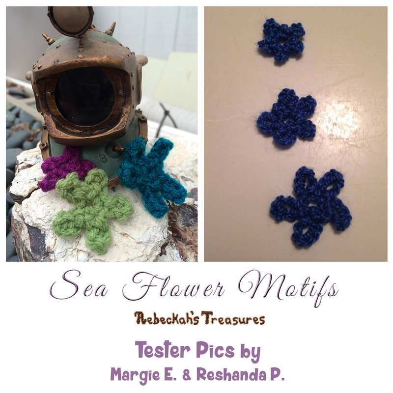 Sea Flower Motifs | FREE crochet pattern via @beckastreasures | Tester pics by Margie E. & Reshanda P.