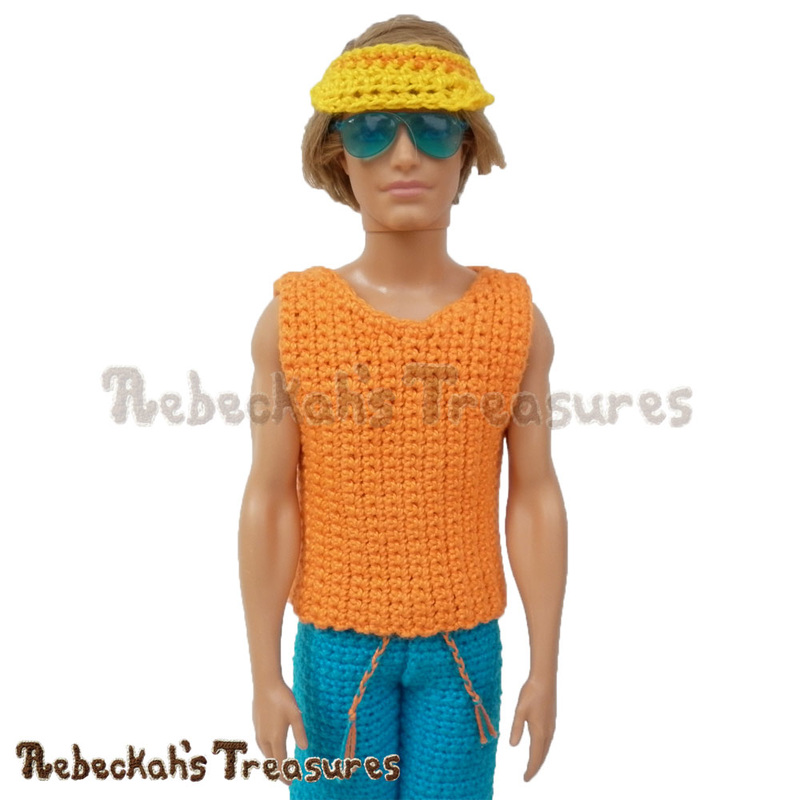 Surfer Dude Fashion Doll Tank Top | NEW crochet design via @beckastreasures | #ken #crochet