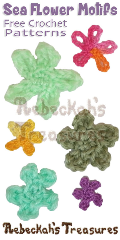 Sea Flower Motifs in 3 Sizes | FREE crochet patterns via @beckastreasures | Enchanting appliqués for under the sea projects! #motif #crochet #seaflower